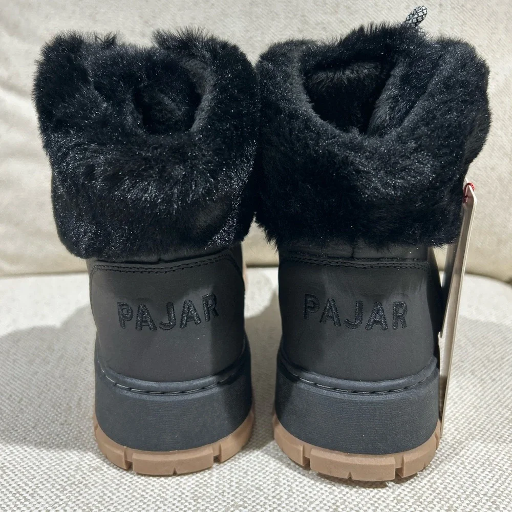 Pajar Chalet Black Faux Fur Waterproof Winter Snow Boots Women's Size 7 NWT